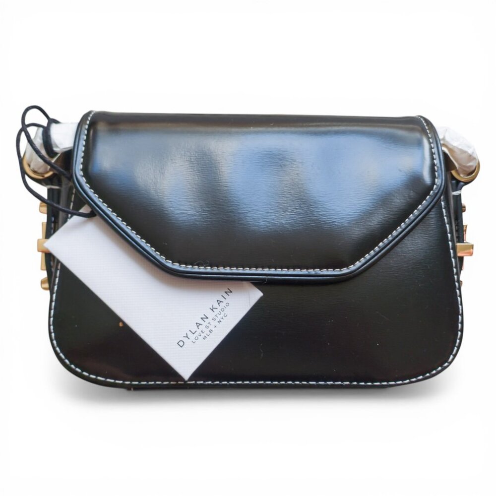 Dylan Kain Wax Lux Bag Black Leather Chain Crossbody NWT $520 Retail